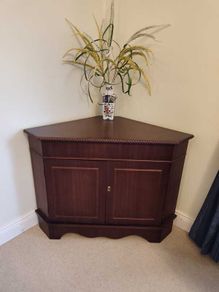 Traditional Wooden Corner Cabinet - Dark Mahogany Finish, Excellent Condition
