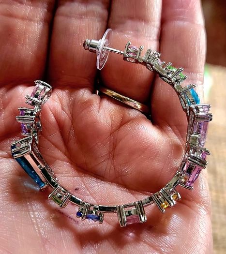 Swarovski multicoloured hoop earrings