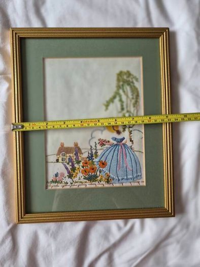 Vintage Crinoline Lady / Crinoline Couple Embroidery Pair