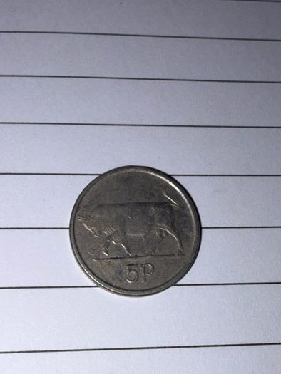 Irish 5p Coin in Various Years