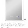 HOMCOM 50 x 70 cm Anti-Fog LED Bathroom Mirror, with Bluetooth and Clock Image 7