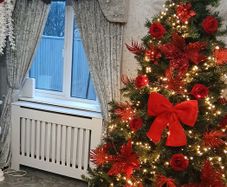 crushed velvet pelmet board & curtain set