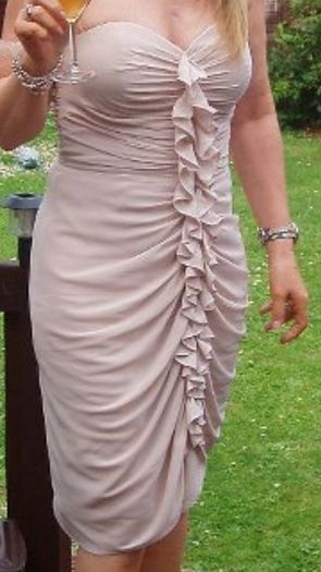 H&M light pink, strapless ruffle front dress