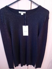 Whistles - Sparkle Frill Cuff Knit Jumper - Black Red - UK 8 - BNWT RRP 129