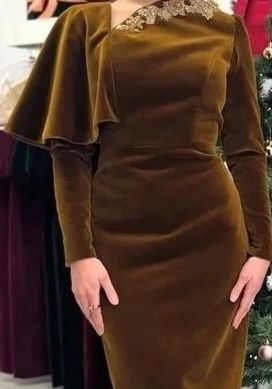 Shauna Fay designer velvet dress with matching headpiece