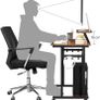 Computer Desk with Wheels with Monitor Attachment 6 Hooks 80 x 50 x 90 cm Industrial Design Vintage Brown/Black Image 2