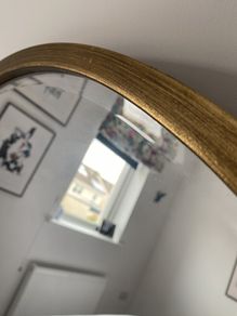 Bevelled Round Mirror, Antique Gold Metal Frame. UK. D80cm. Perfect conditions.