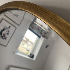 Two Bevelled Round Mirrors, Antique Gold Metal Frame. D80cm. Perfect conditions.