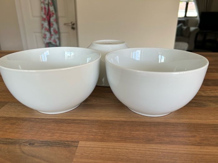 3 BNWOT White Dartington Noodle/Rice Bowls