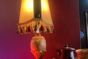 Vintage marble lamp with Hide shade
