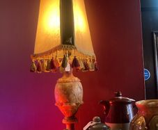 Vintage marble lamp with Hide shade