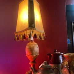 Vintage marble lamp with Hide shade