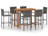 7 Piece Garden Bar Set Grey