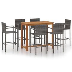 7 Piece Garden Bar Set Grey