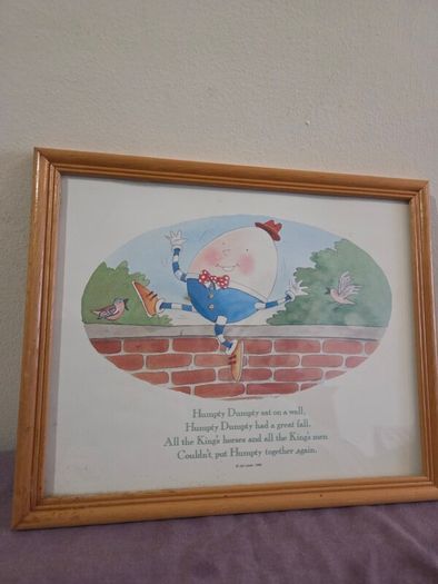 1996 Humpty Dumpty print by Jan Lewis Framed