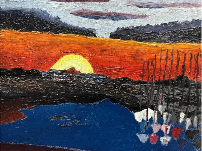 Howth harbour east pier sunset scene