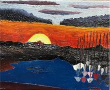 Howth harbour east pier sunset scene
