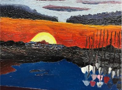 Howth harbour east pier sunset scene