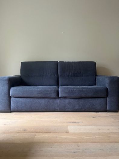 Natuzzi 2 Seater Couch Sofa Navy Fabric Excellent Condition