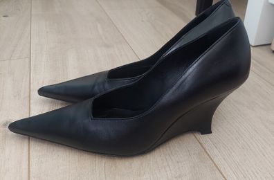COS wedges black leather, size 41