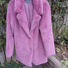 PRICE DROP, Primark ladies Faux fur salmon pink jacket, Size 6/8