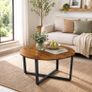 Round Coffee Table Industrial Living Room Table Rustic Brown Black 88 cm Image 2