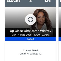 Oprah Tickets & carpark