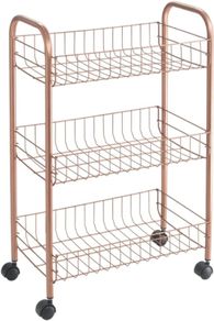 Lugano 3-Tier Rolling Cart, Copper, Steel, 41 x 23 x 63cm