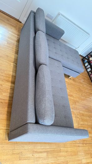 Sofa 3 Seater with Chaise Lounge Grey