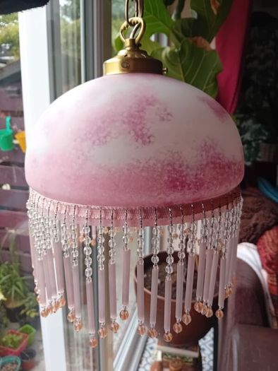 1940s glass french ceiling light
