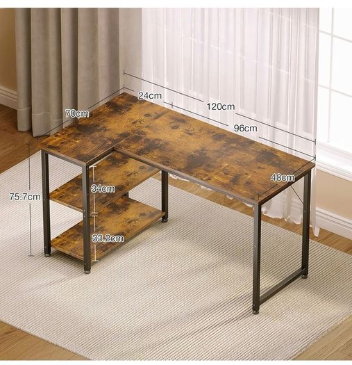 L Shaped Computer Desk, 120x70 cm Corner Desk,
