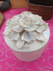 Lustreware Glazed in Oyster Pink, Large Trinket jar with lid