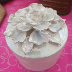 Lustreware Glazed in Oyster Pink, Large Trinket jar with lid