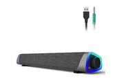 SOULION R30 Computer Speakers, Colorful LED Lights with Switch Button, Surround Sound Portable Computer Sound Bar Speakers for Desktop, Gray