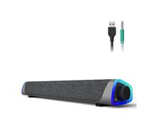 SOULION R30 Computer Speakers, Colorful LED Lights with Switch Button, Surround Sound Portable Computer Sound Bar Speakers for Desktop, Gray