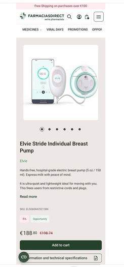 Elvie Stride hands free Breast Pump (Hospital Grade)