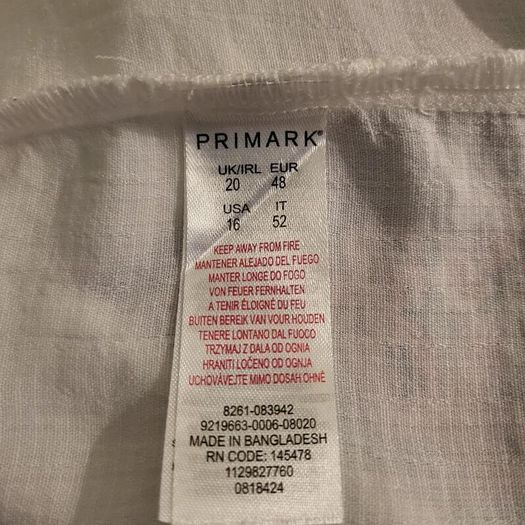 Primark white top, Size 20, New