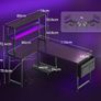 L Shaped Gaming Desk with LED Lights Power Outlet 110 x 80 cm Reversible Computer Shelves Corner Desks Storage Bag Hook for Home Office Black Image 3