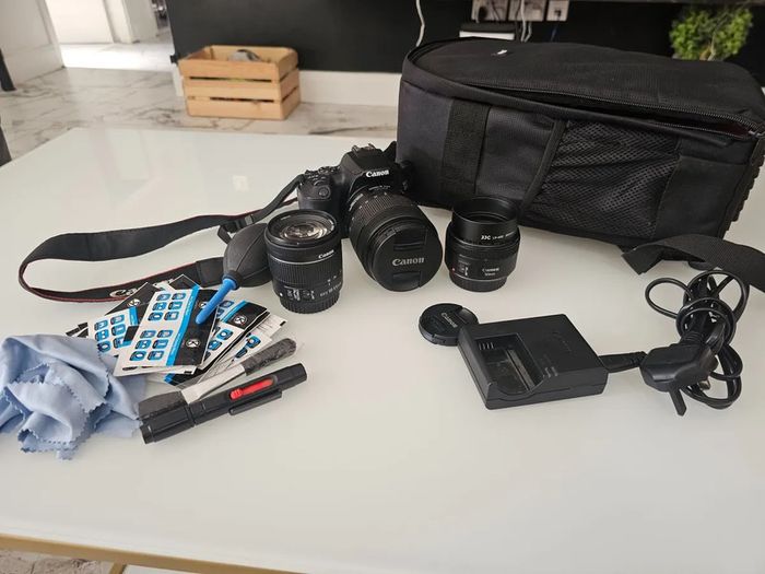 Canon EOS 250D DSLR camera, 3 lenses & accessories