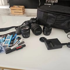 Canon EOS 250D DSLR camera, 3 lenses & accessories