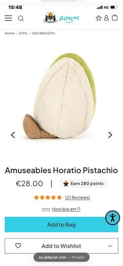 New JELLYCAT Amuseables Horatio Pistachio