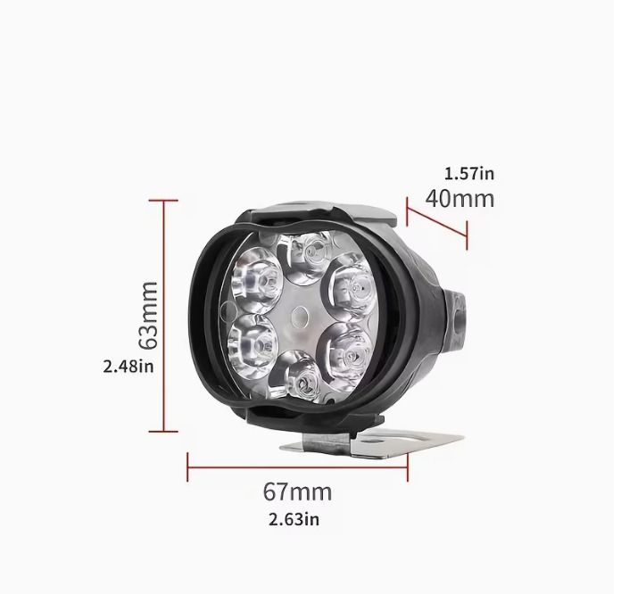 2pcs 6LED Motorcycle Auxiliary Spot Lights+1pc Switch, External LED Driving Headlights, High Brightness