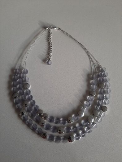 Grey and silver tone bead necklace