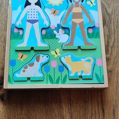 Melissa and Doug Best Friends Magnetic Dress-Up  Wooden Dolls with Pets  With  Clothing Pieces, 2 Stands & Storage Tray Age 3+