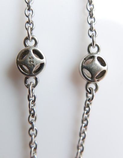 Vintage TI SENTO 925 Sterling Silver Long 30" silver station necklace with clear stones 9,1g                              es