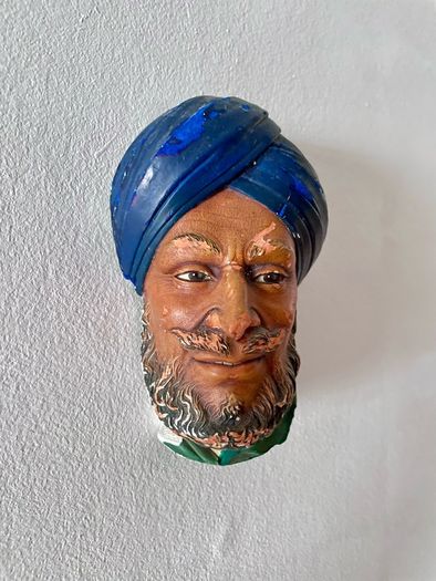Bossons Head SIKH Chalkware Wall Hanging Vintage 1966 Made In England