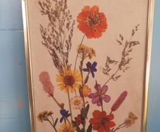 Vintage wildflower print in brass frame