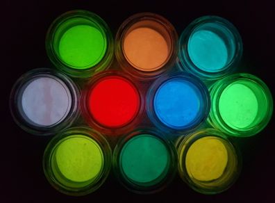 10 x Glow in the dark pigment powder - 10 Colours