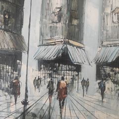 Vintage 1950/60's original oil painting of a Parisian street