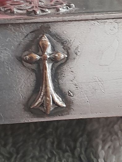 old silver plate religious box